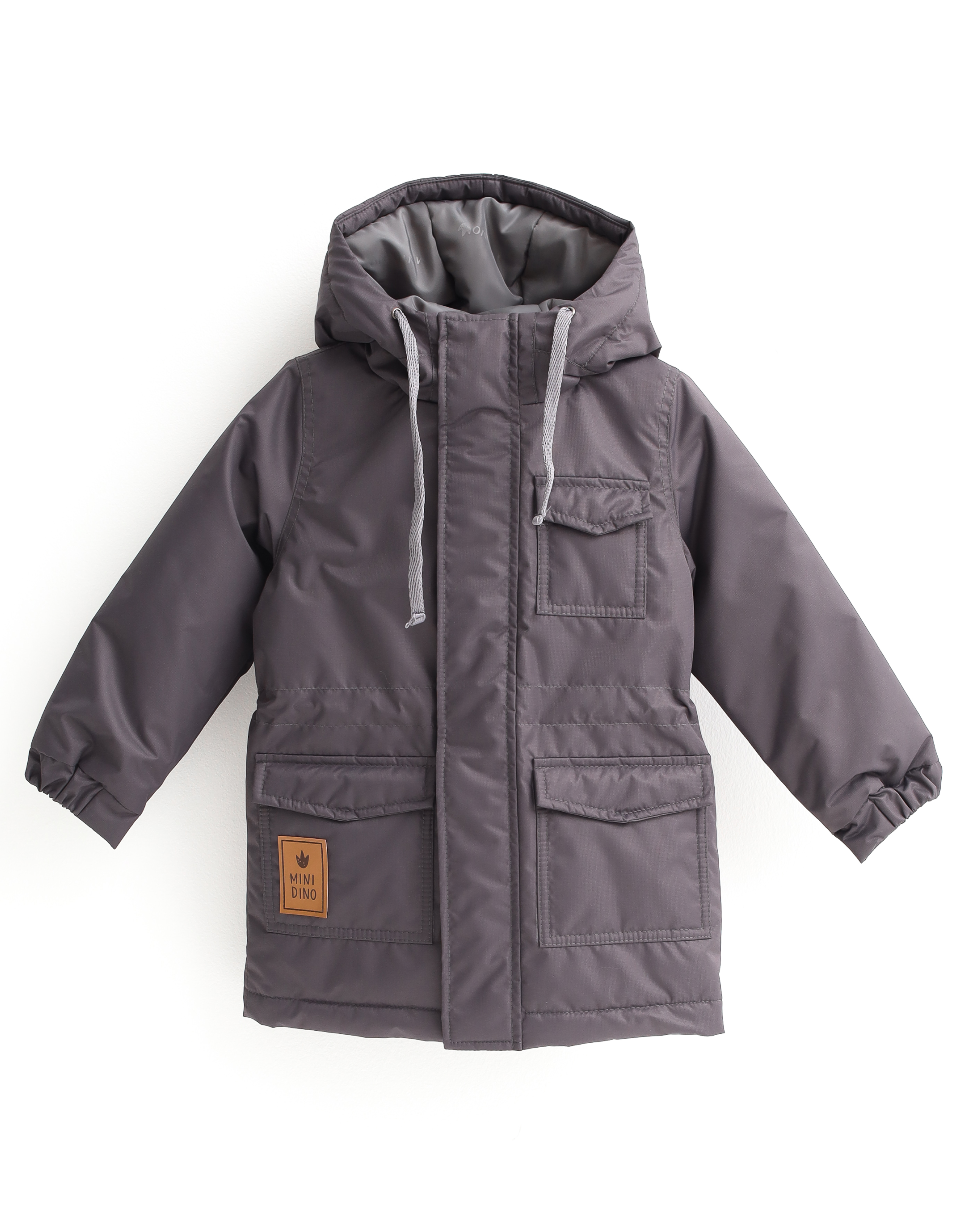Парка MINIDINO В-К-001/ДПарка с 3 карманами детская демисезонная олово - фото 1