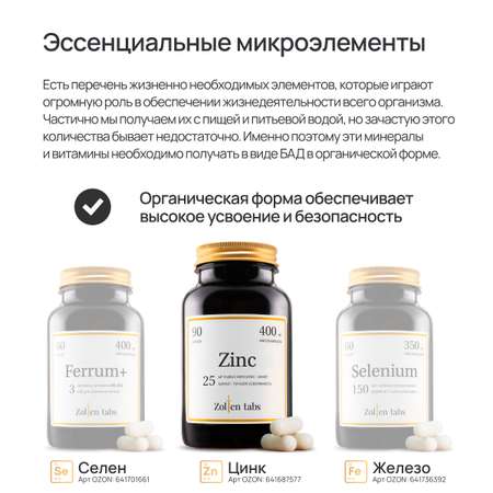 Цинк Хелат Zinc Zolten Tabs 90 капсул