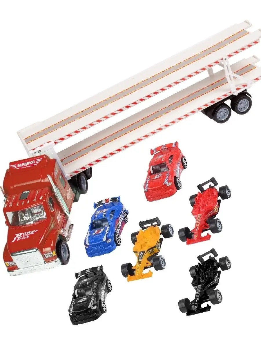 Игровой набор Handers Трейлер 58 см с машинками 1:32 HAC1613-129-1//красный - фото 2