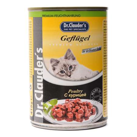Корм влажный для кошек Dr.Clauders 415г с курицей и уткой желе консервированный
