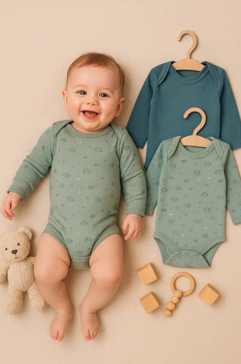 Боди 2 шт Mark Formelle (Марк Формэль) 13018-2/ежики на мяте +пыльная бирюза - фото 1