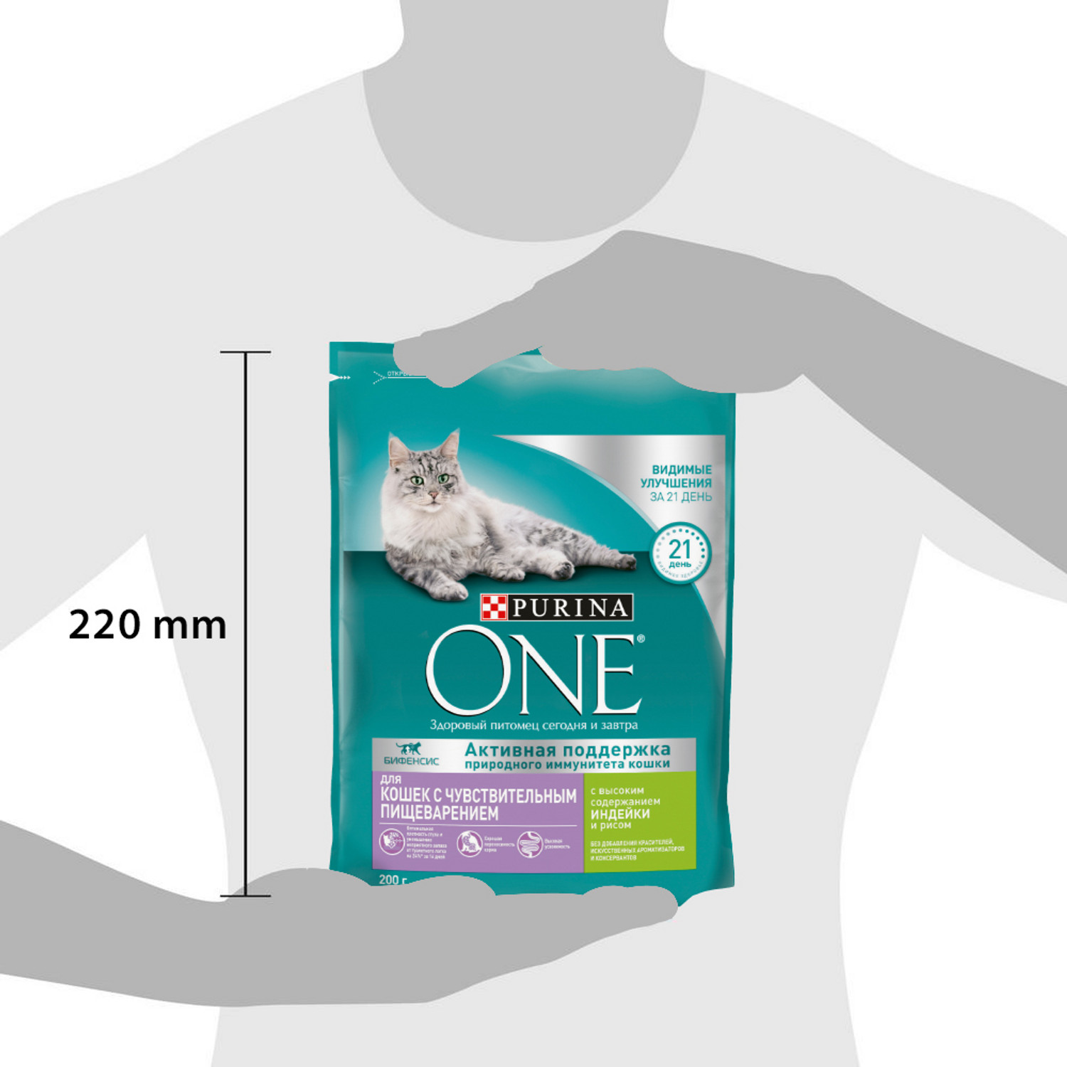 Корм для кошек Purina One при чувствительном пищеварении индейка-рис 200г - фото 11