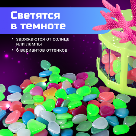Светящиеся камушки ZDK ZooWell Home Декор для аквариума Разноцветные 300г
