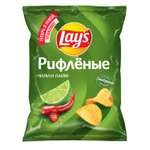 Чипсы из натурального картофеля Lays Чили и Лайм рифленые 105г