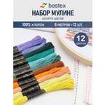 Нитки мулине хлопок для вышивания Bestex 12цветов 8м