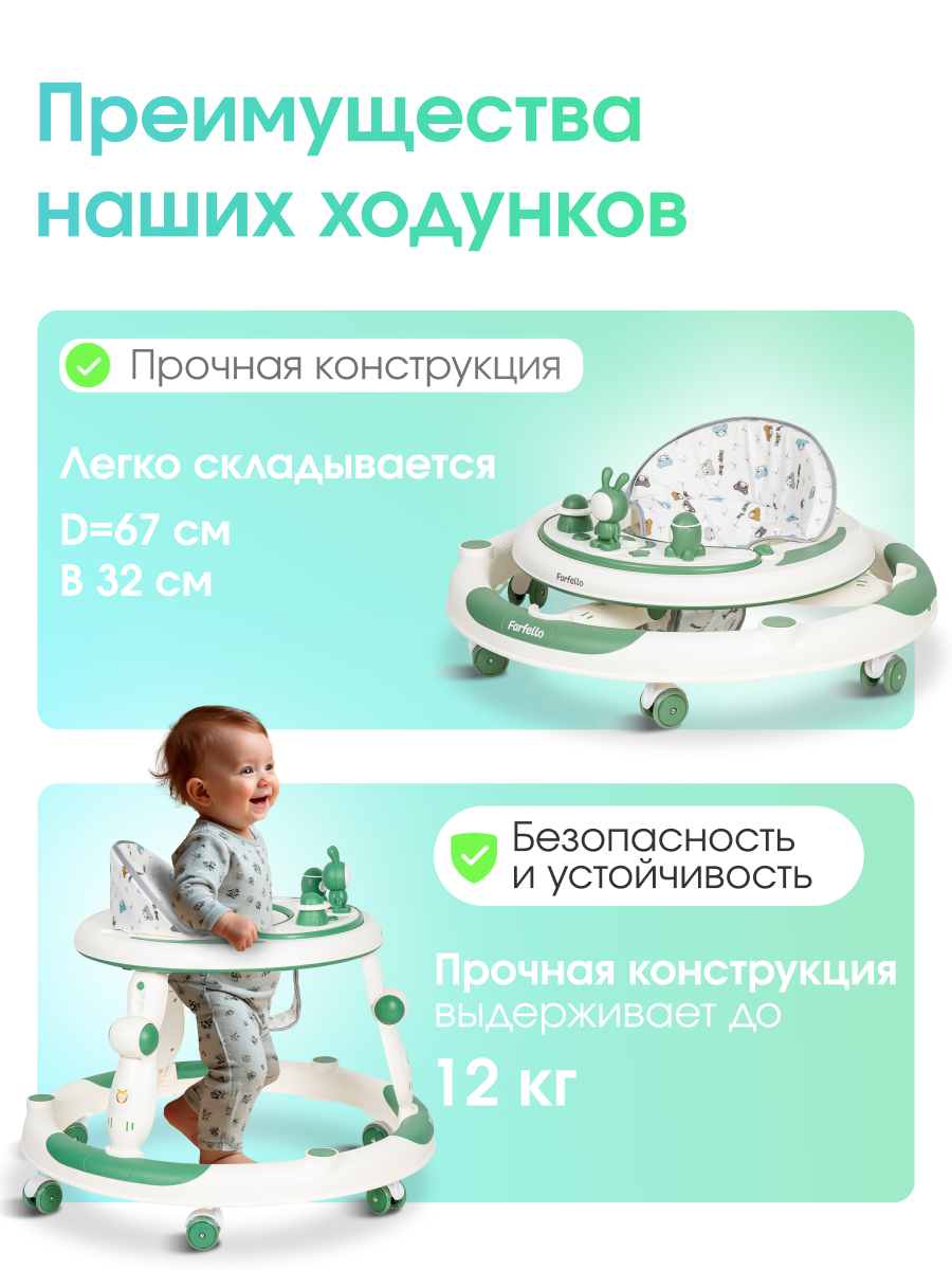 Ходунки Farfello A2 зеленый - фото 2