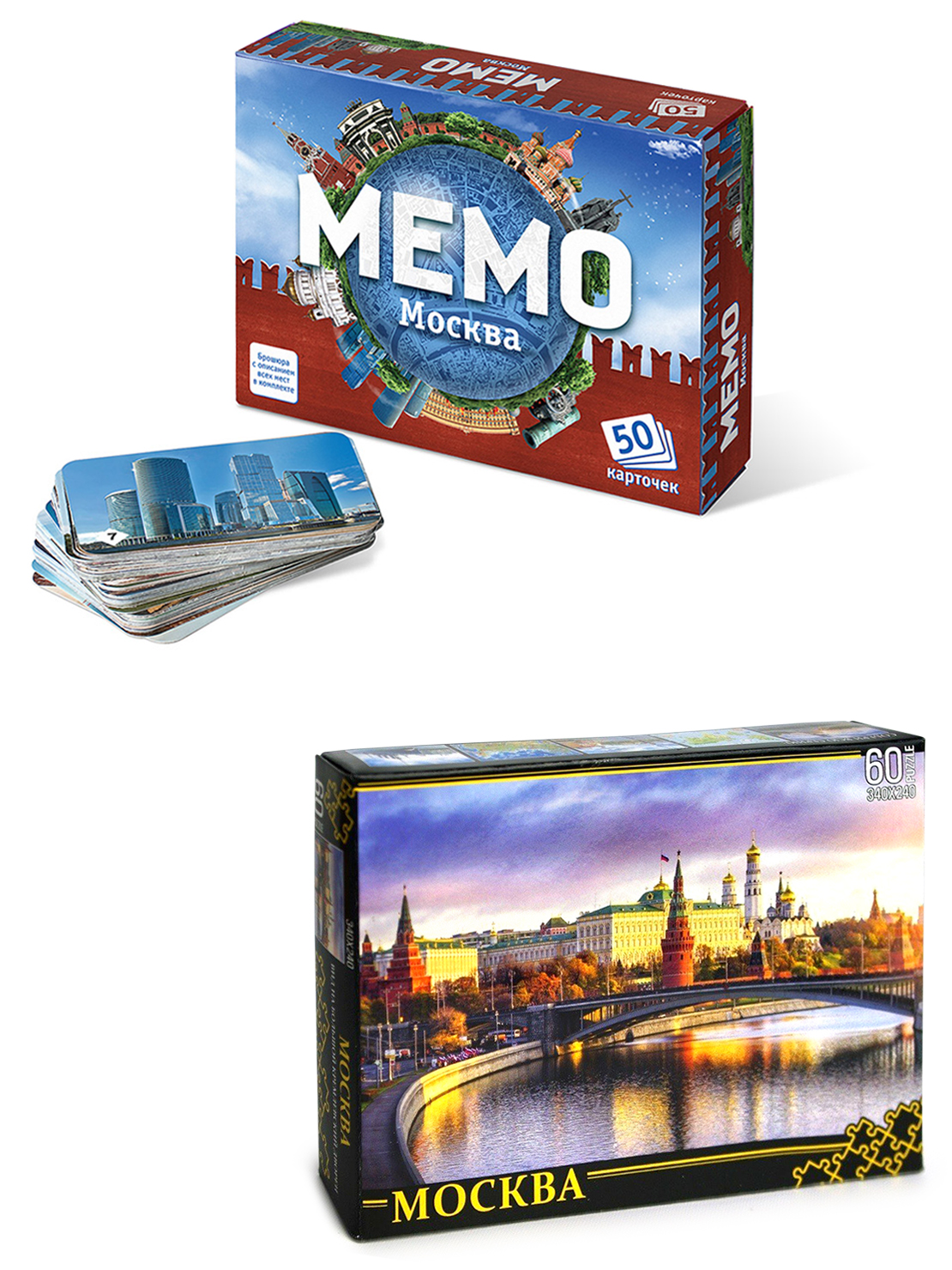 Настольная игра Нескучные игры Мемо Москва + пазлы - фото 1
