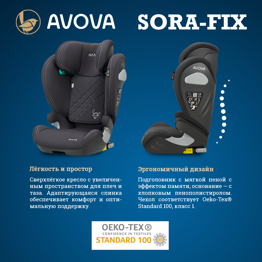 Автокресло Avova Sora-Fix Isofix 2/3 (15-36 кг) серый - фото 4
