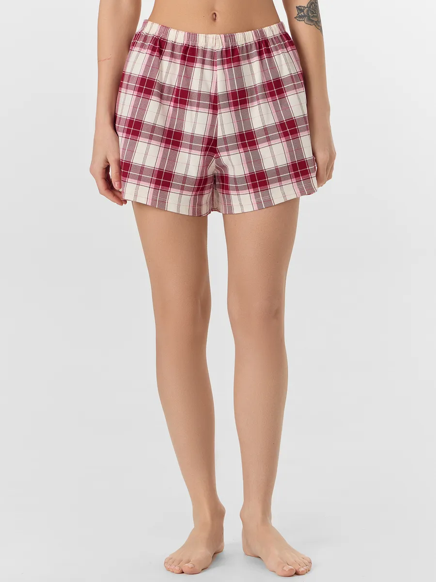 Пижама Mark Formelle (Марк Формэль) 592591/бордо +молочно -бордовая клетка - фото 7