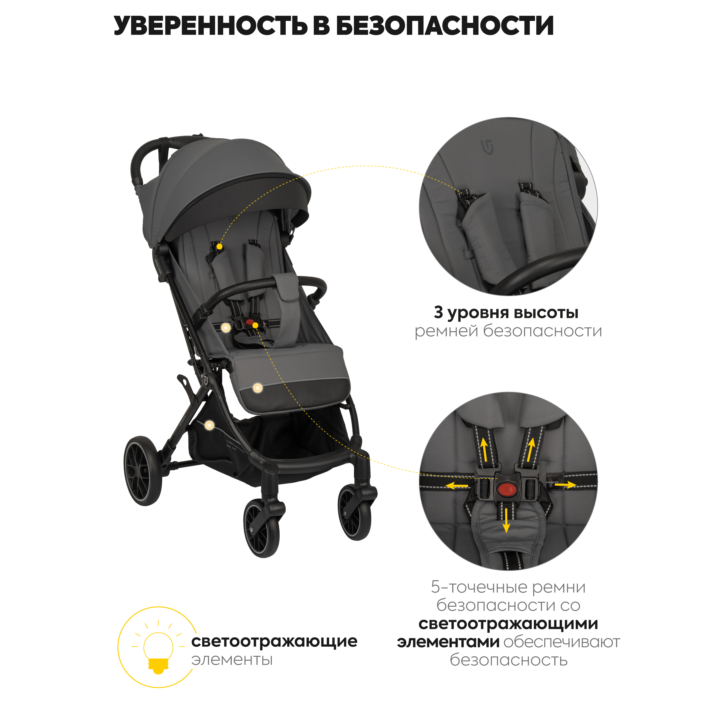 Коляска прогулочная JOVOLA Specter темно-серый - фото 3