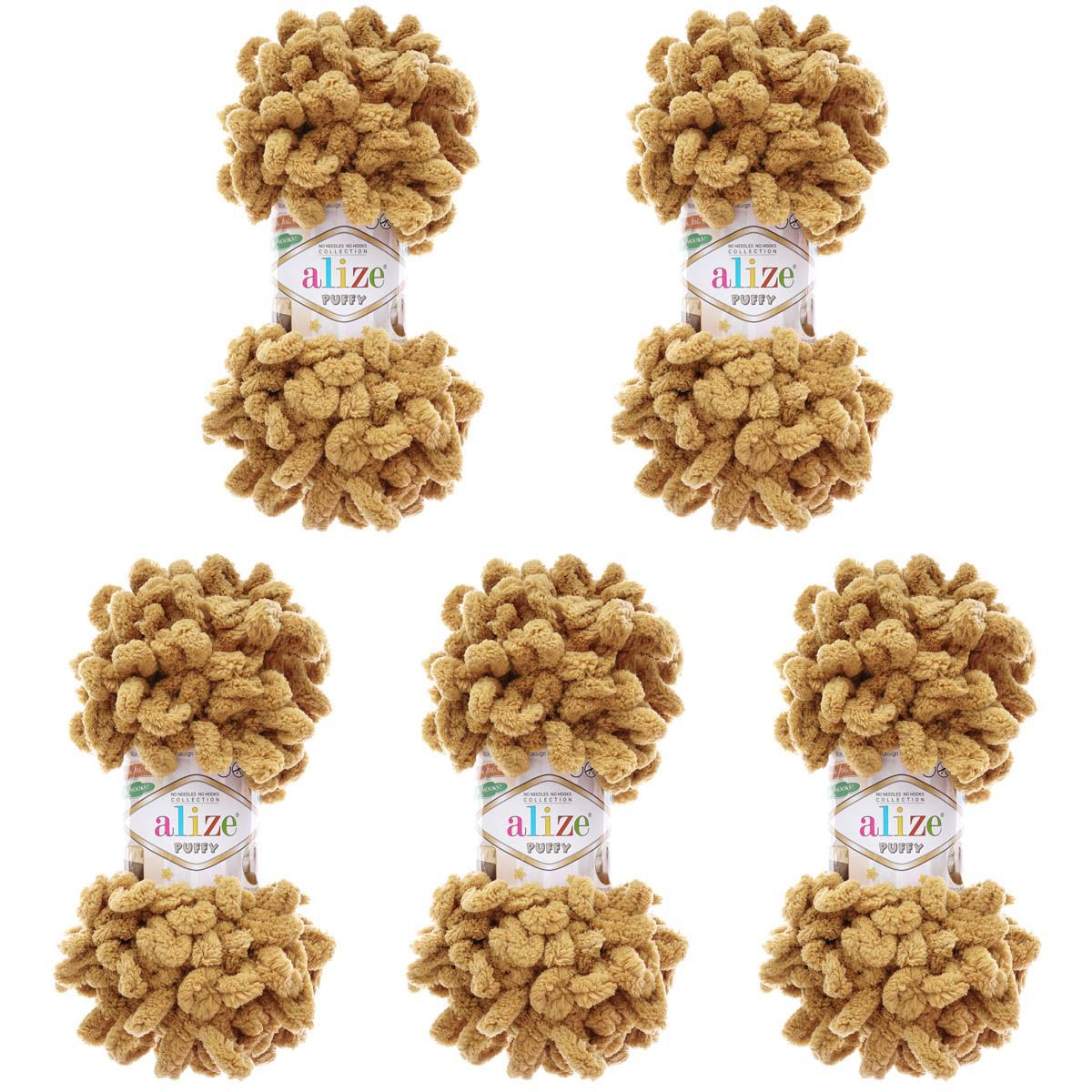 Пряжа для вязания Alize puffy 100 г 9 м микрополиэстер фантазийная плюшевая 179 терракот 5 мотков - фото 3