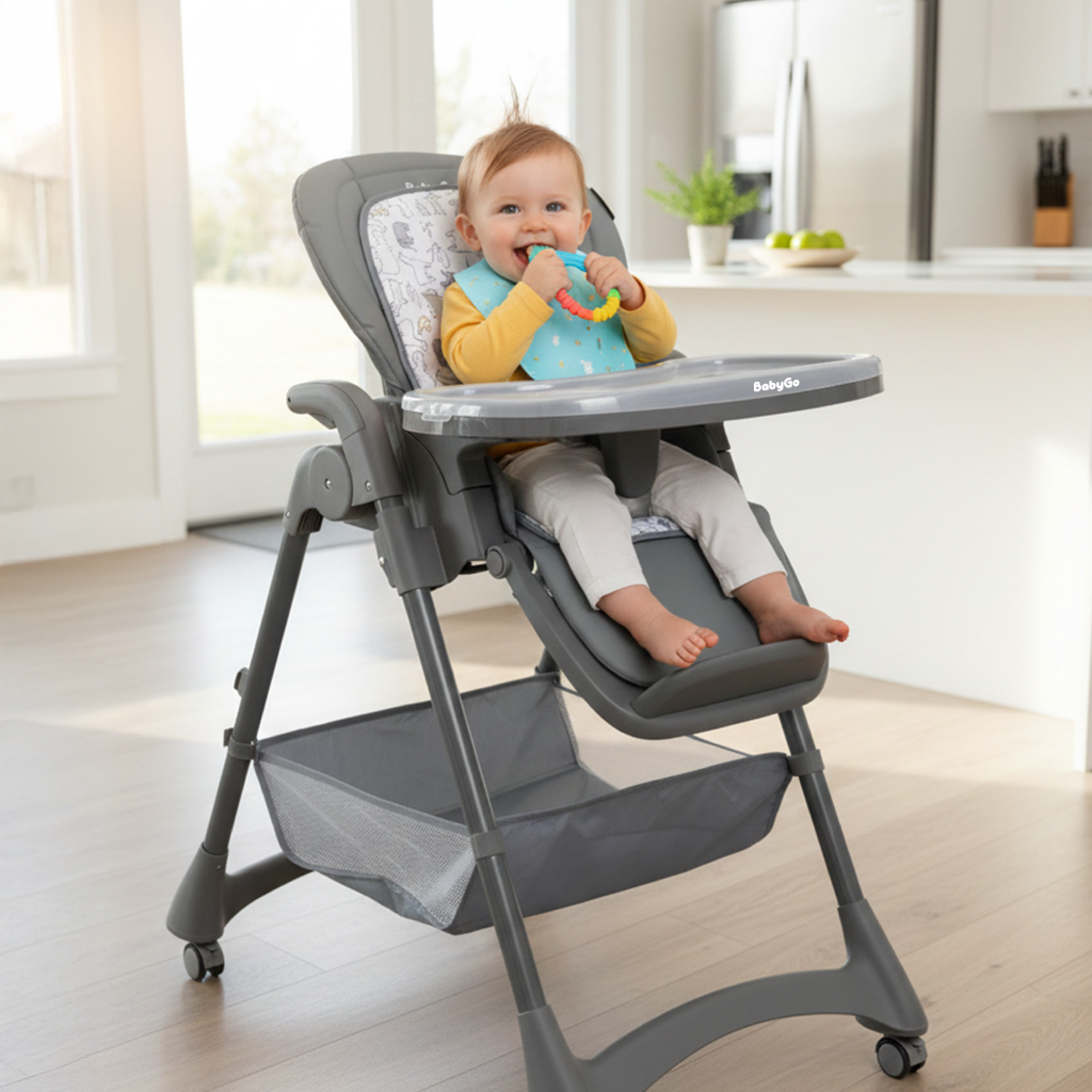 Стульчик для кормления BabyGo Sweet Meals серый - фото 2