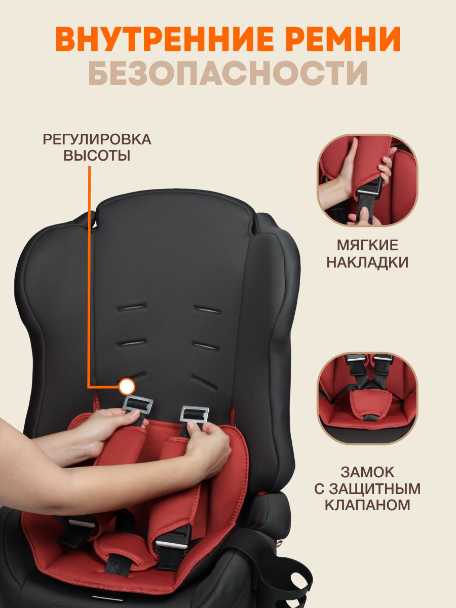 Автокресло ZLATEK Atlantic lux 1/2/3 (9-36 кг) красный - фото 7