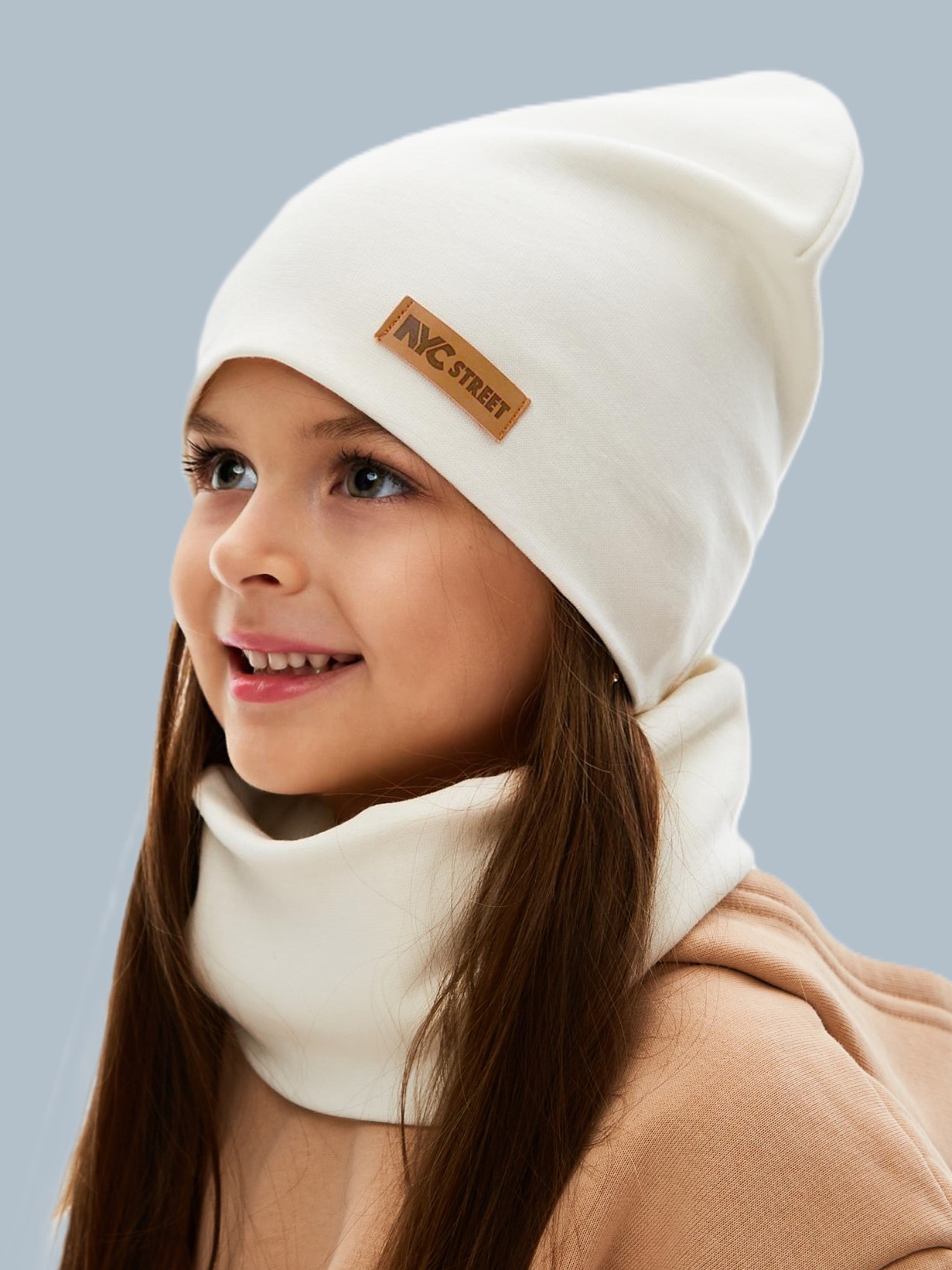 Шапка и снуд NYCkids NYC-H-67-plainG-white - фото 1