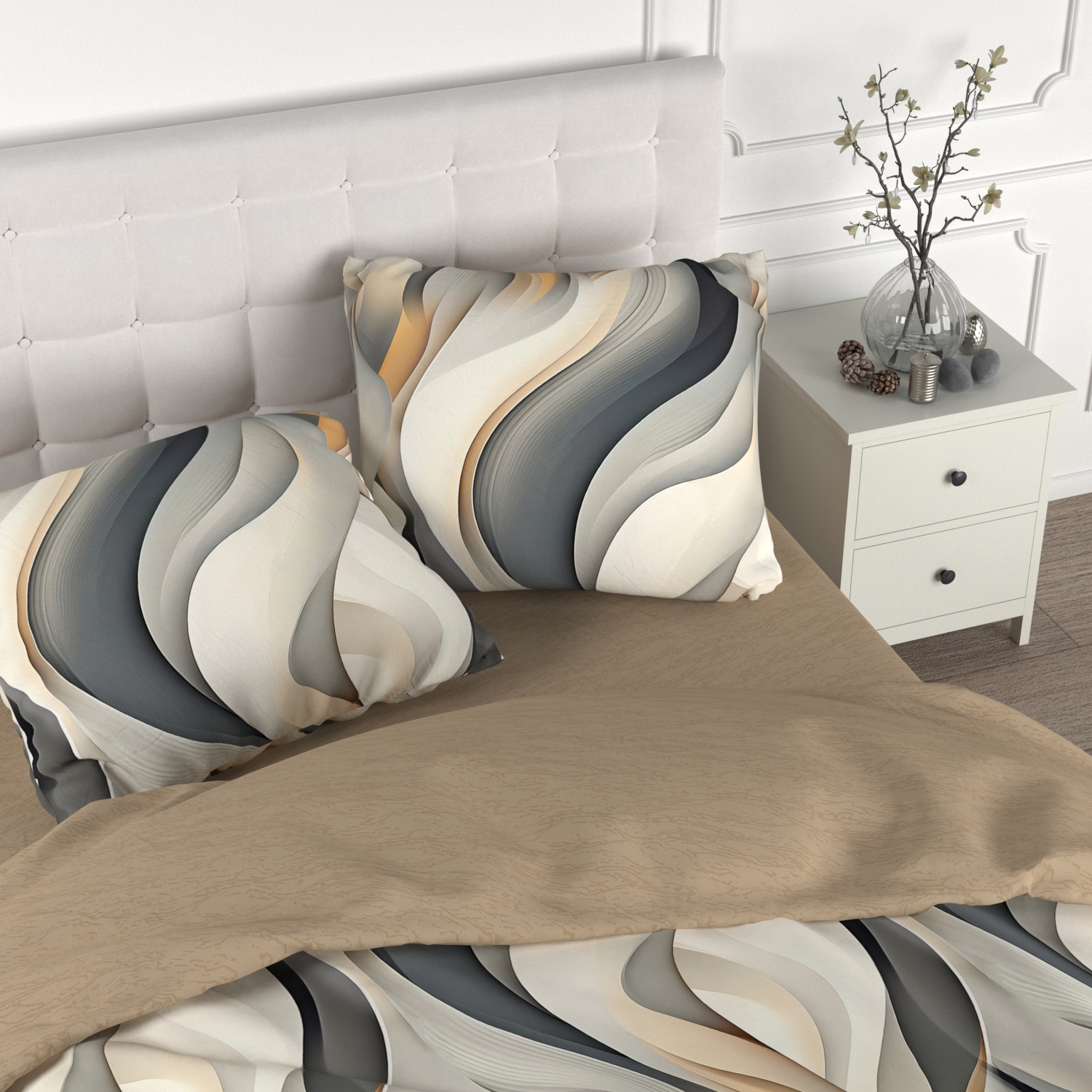 Комплект постельного белья для SNOFF сатин Брайн семейный 5 предм. - фото 2