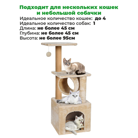 Когтеточка для кошек с домиком ZURAY бежевый