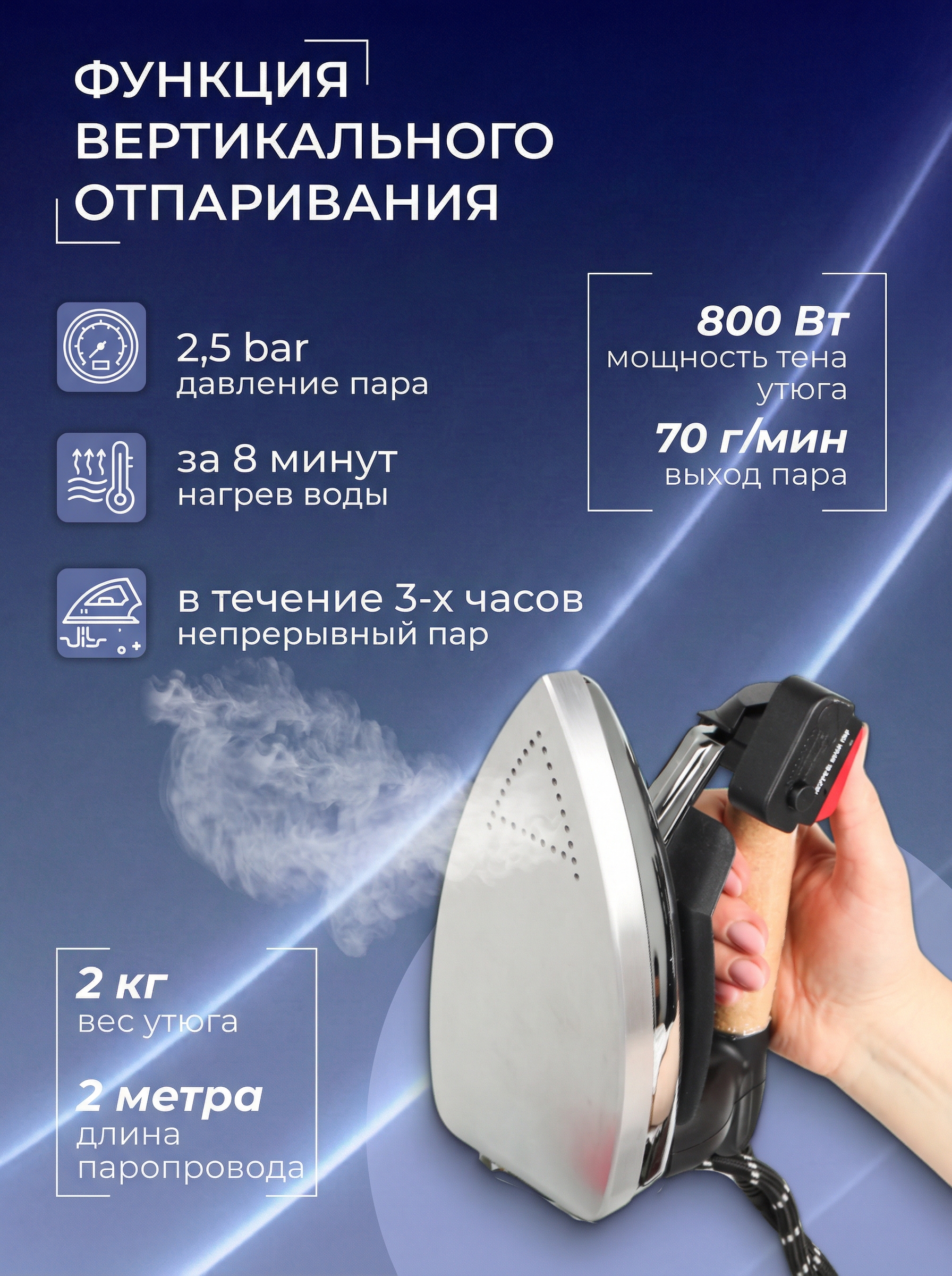 Парогенератор с утюгом Silter Simurg SMG/MN 1000 - 1 литр - фото 3