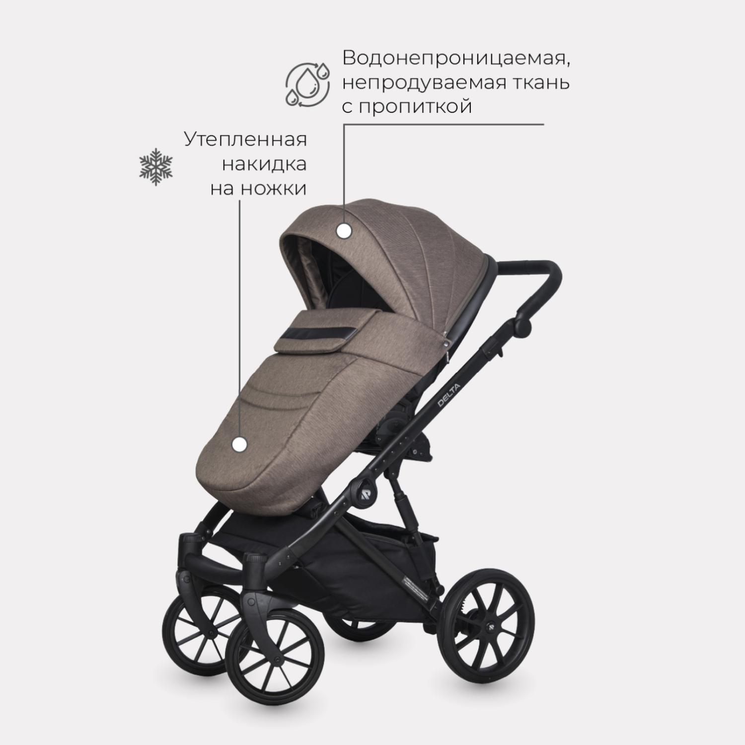 Коляска 2в1 Riko Basic Delta Cappucino - фото 4